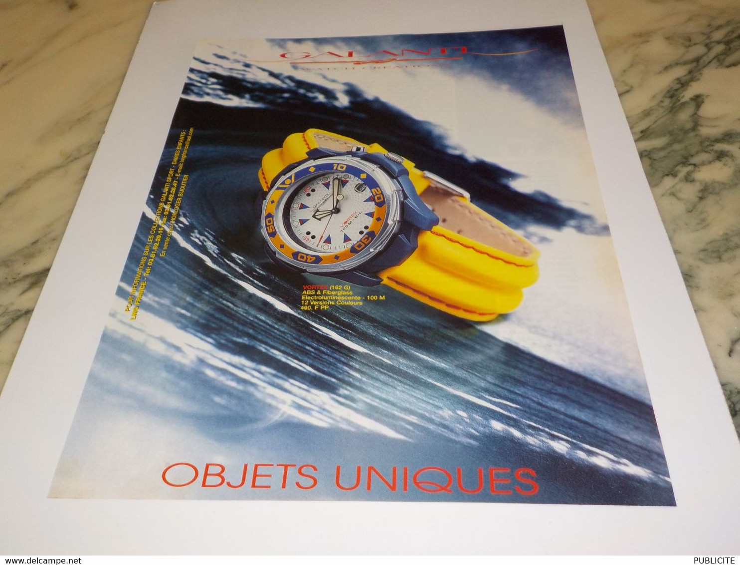 ANCIENNE PUBLICITE OBJETS UNIQUES MONTRE GALANTI   1998 - Autres & Non Classés