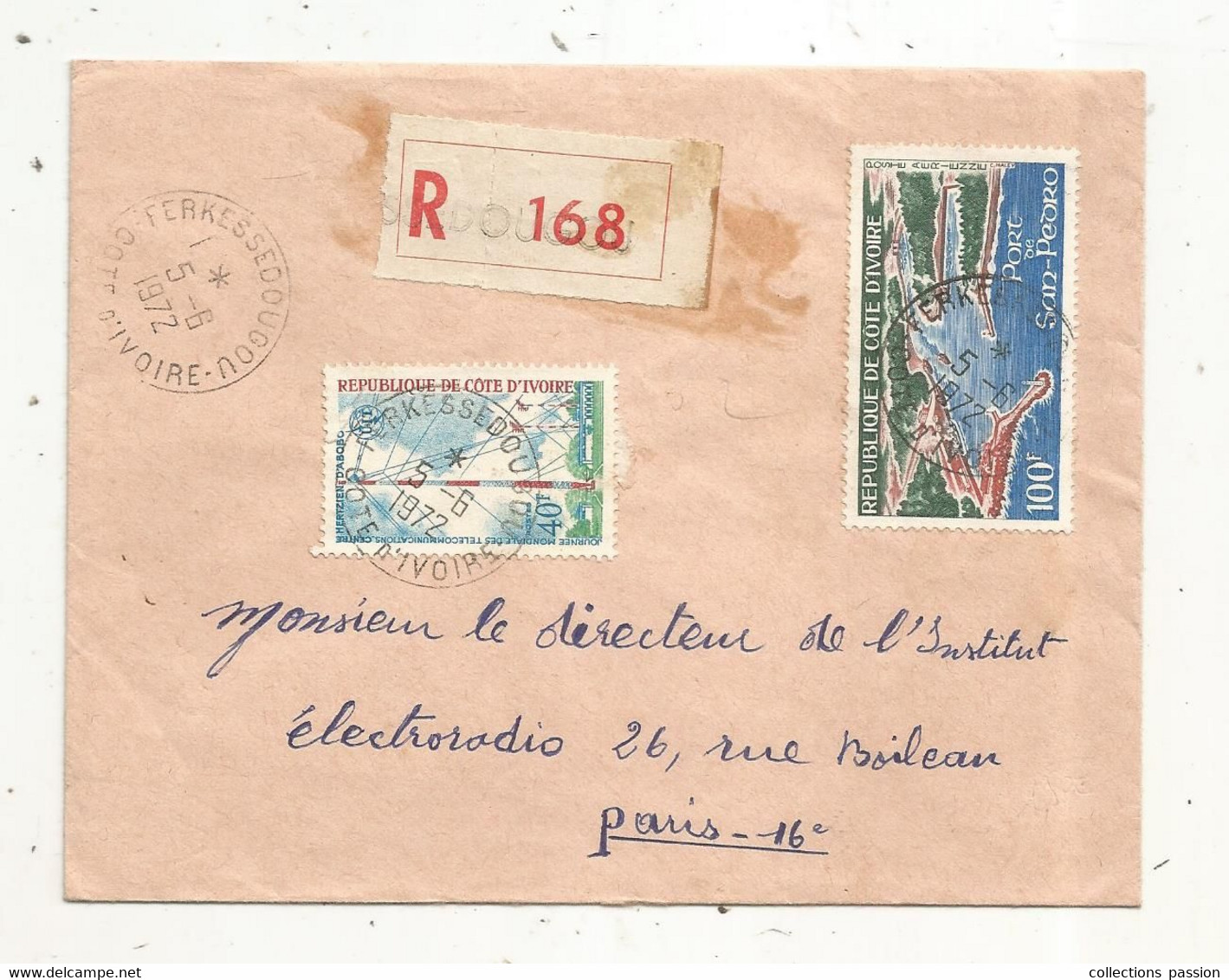 Lettre , COTE D'IVOIRE, FERKESSEDOUGOU , 1972 , Recommandé, ABIDJAN - TRI - Costa D'Avorio (1960-...)