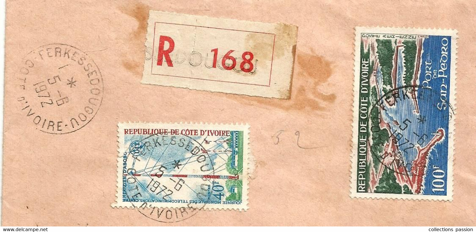 Lettre , COTE D'IVOIRE, FERKESSEDOUGOU , 1972 , Recommandé, ABIDJAN - TRI - Costa D'Avorio (1960-...)