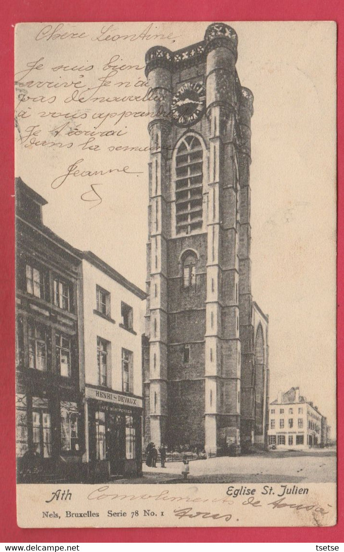 Ath - Eglise St. Julien ... Magasin Henri-Devaux - 1903 ( Voir Verso ) - Ath