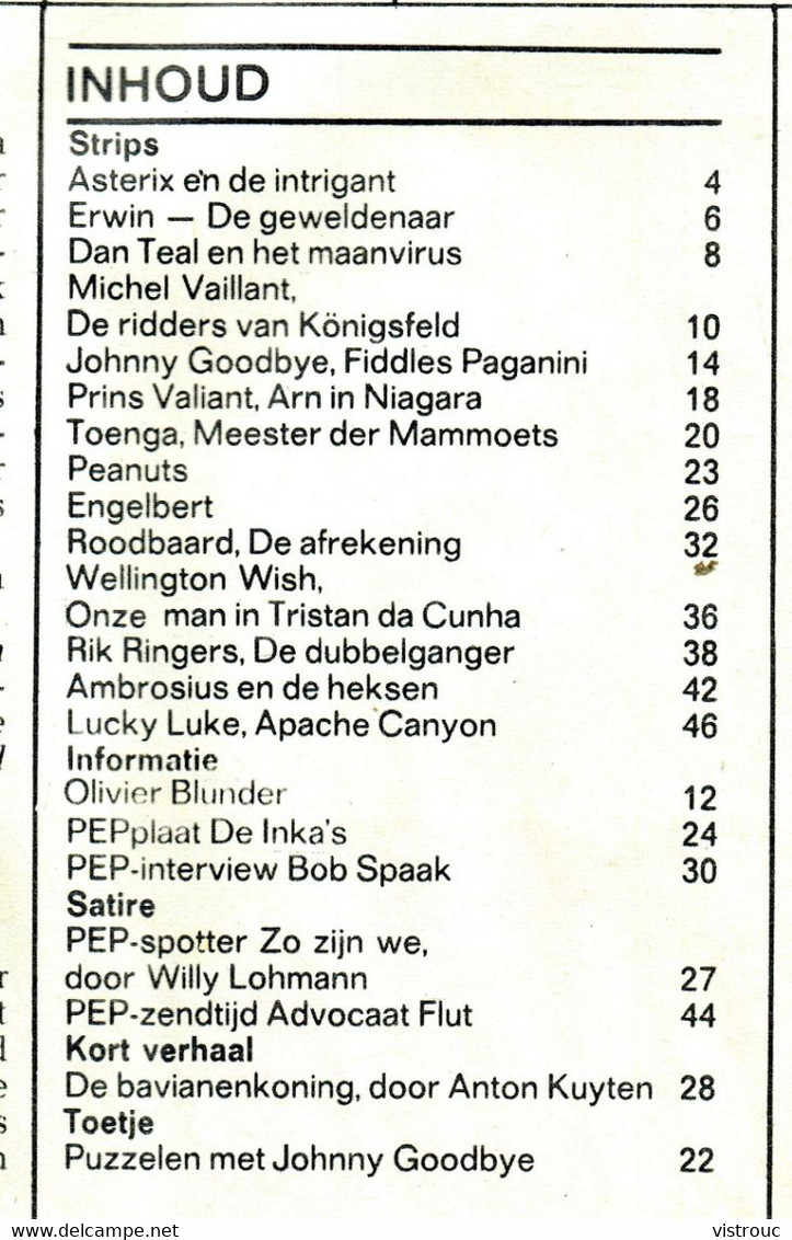 1971 - PEP - N° 13  - Weekblad - Inhoud: Scan 2 Zien. - Pep