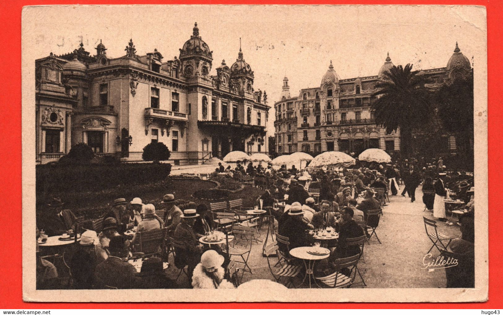 (RECTO / VERSO) MONTE CARLO EN 1938 - N° 777 - CASINO ET CAFE DE PARIS AVEC PERSONNAGES - CPA - Bares Y Restaurantes