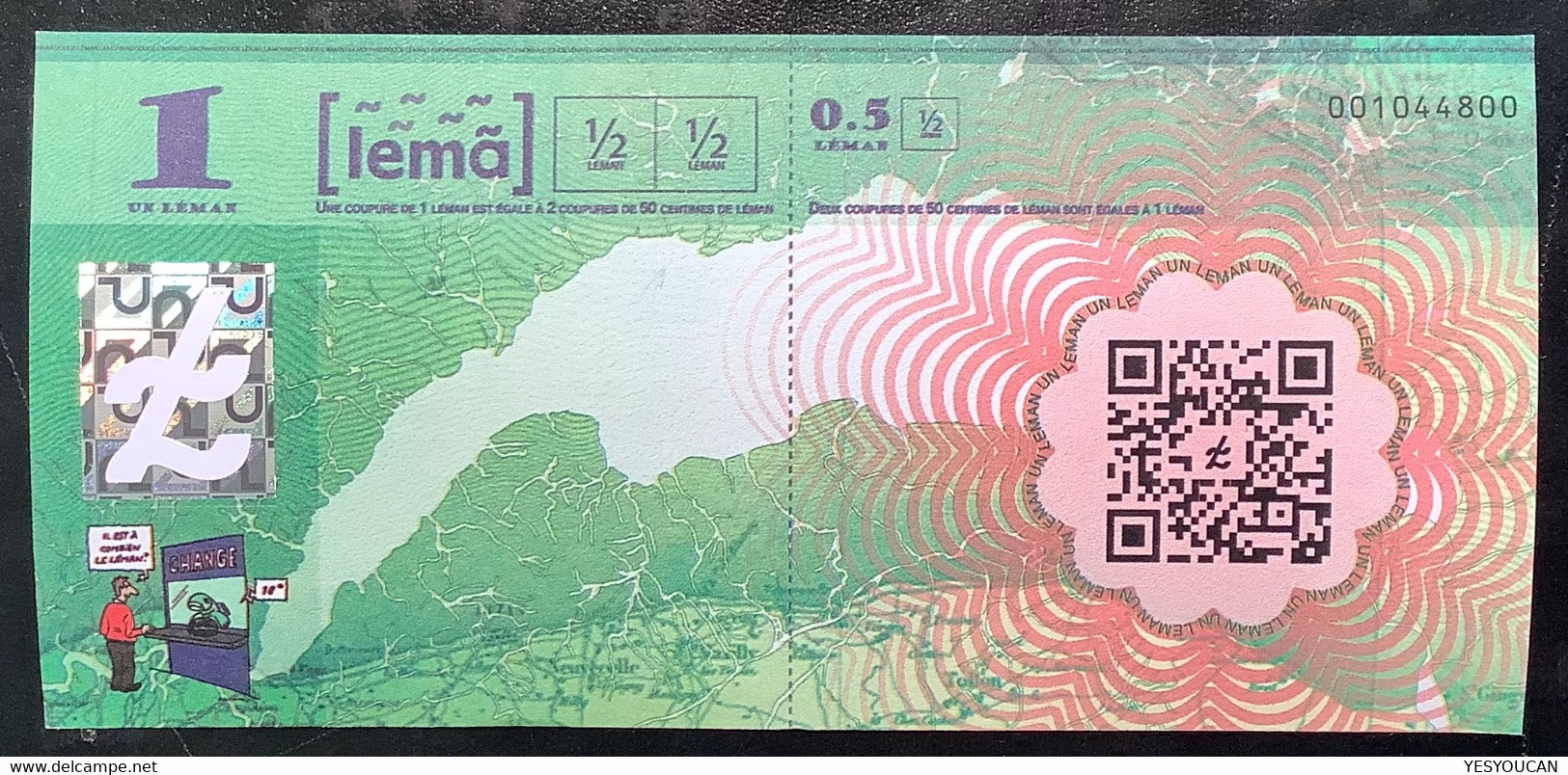 „1 LÉMA“€2021 France/Suisse Billet De Banque Monnaie Locale „LE LÉMAN”(Schweiz Banknote Local Paper Money Currency - Notgeld