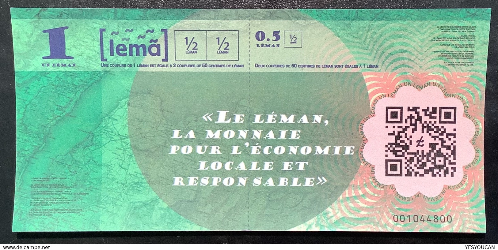 „1 LÉMA“€2021 France/Suisse Billet De Banque Monnaie Locale „LE LÉMAN”(Schweiz Banknote Local Paper Money Currency - Bonos