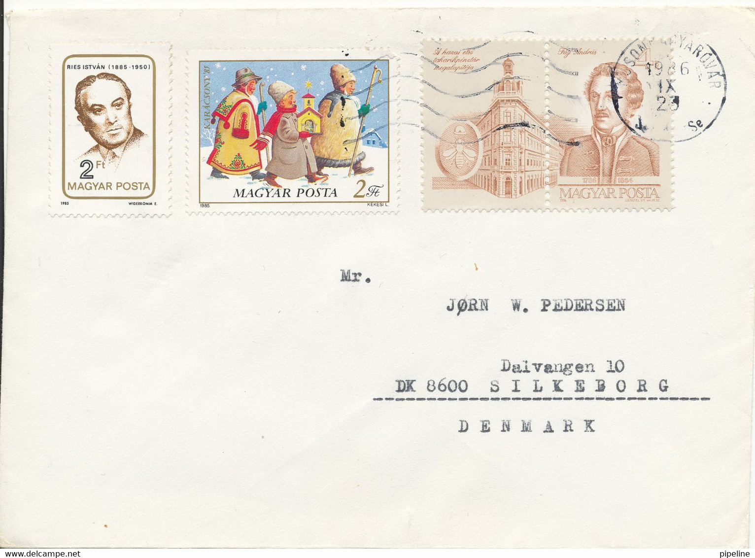 Hungary Cover Sent To Denmark 23-9-1986 Topic Stamps - Briefe U. Dokumente