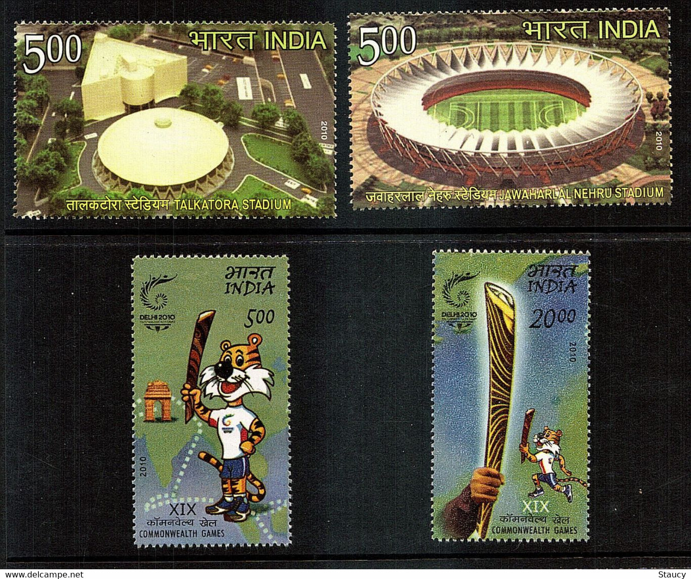 India 2010 XIX Commonwealth Games STADIUMS & QUEEN'S BATTON RELAY 2 X 2v Set Of Stamps (4 STAMPS) MNH - Otros & Sin Clasificación