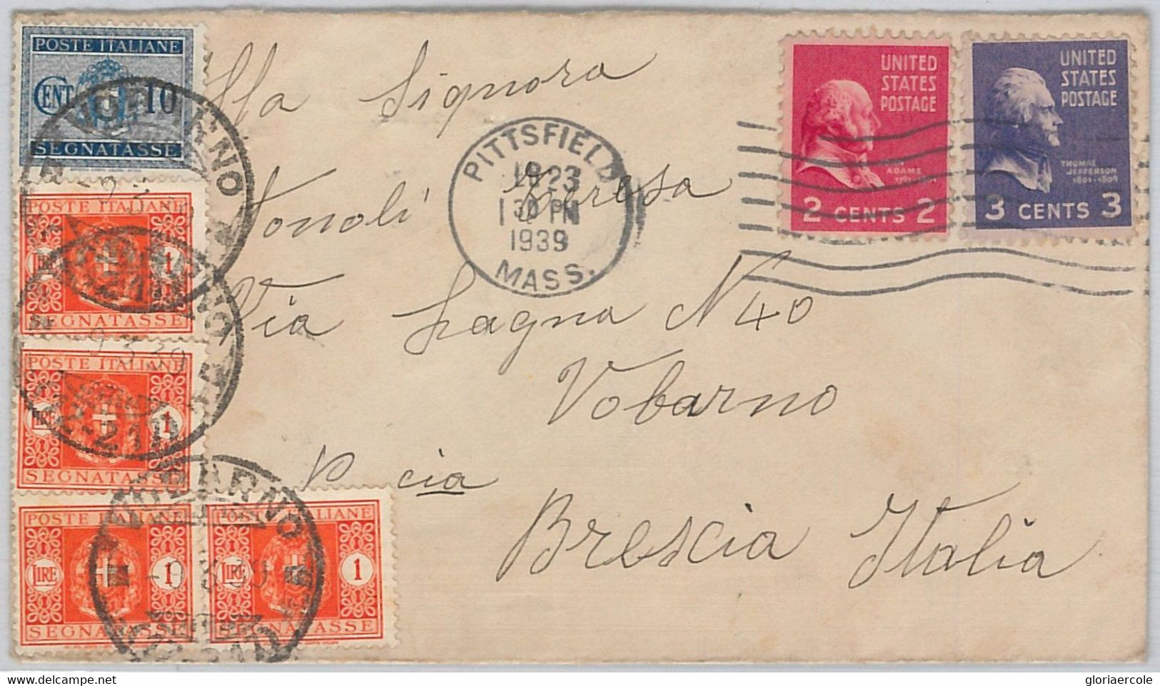 52473 - UNITED STATES - POSTAL HISTORY: COVER To ITALY 1939 - TAXED On ARRIVAL - Altri & Non Classificati