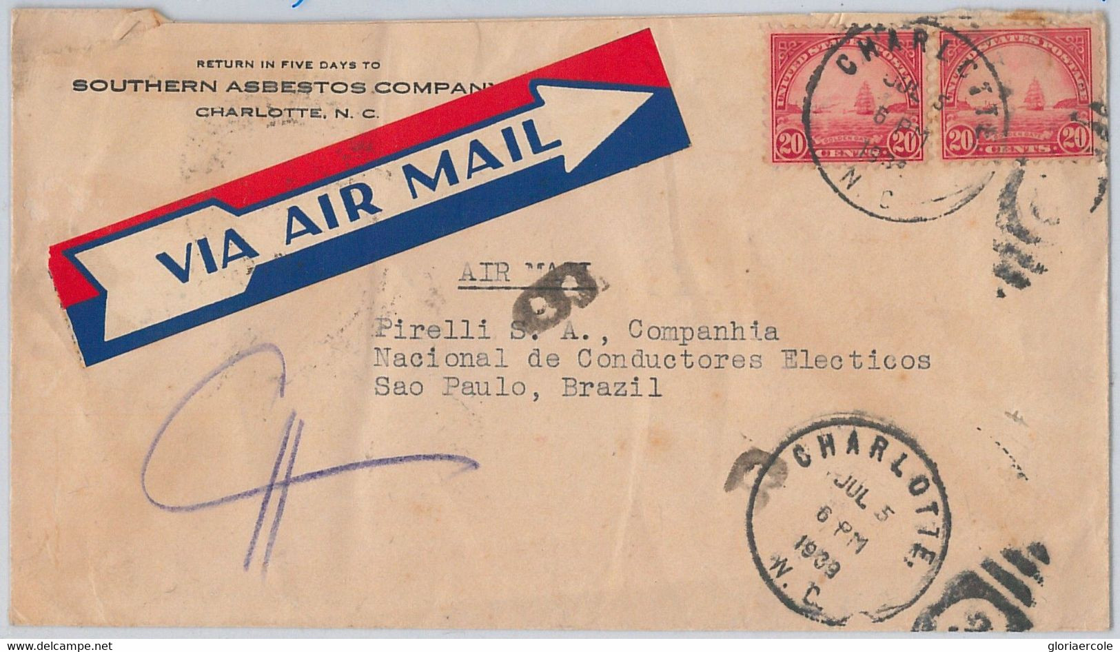 52476 - UNITED STATES - POSTAL HISTORY: AIRMAIL COVER To BRAZIL 1939 - Other & Unclassified