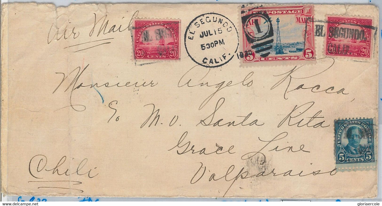 52485 - UNITED STATES - POSTAL HISTORY: COVER From EL SEGUNDO To CHILE 1930 - Andere & Zonder Classificatie