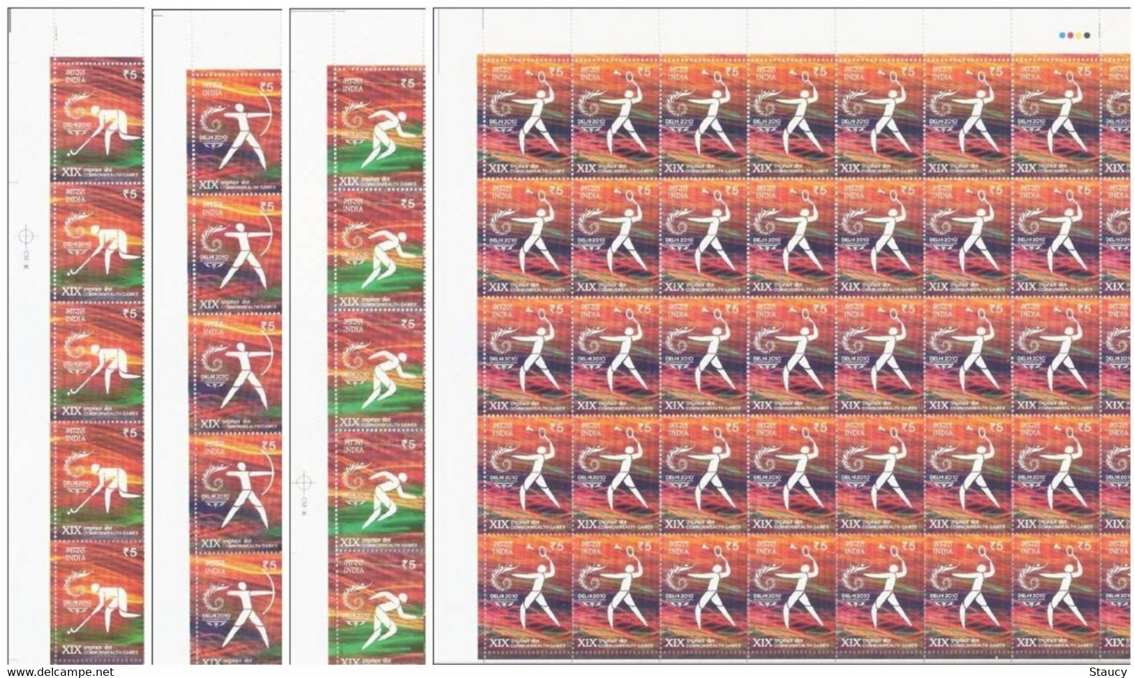 INDIA 2010 XIX Commonwealth Games DELHI, Archery/ Hockey/ Badminton/ Running SET OF 4 FULL SHEETS As Per Scan MNH - Badminton