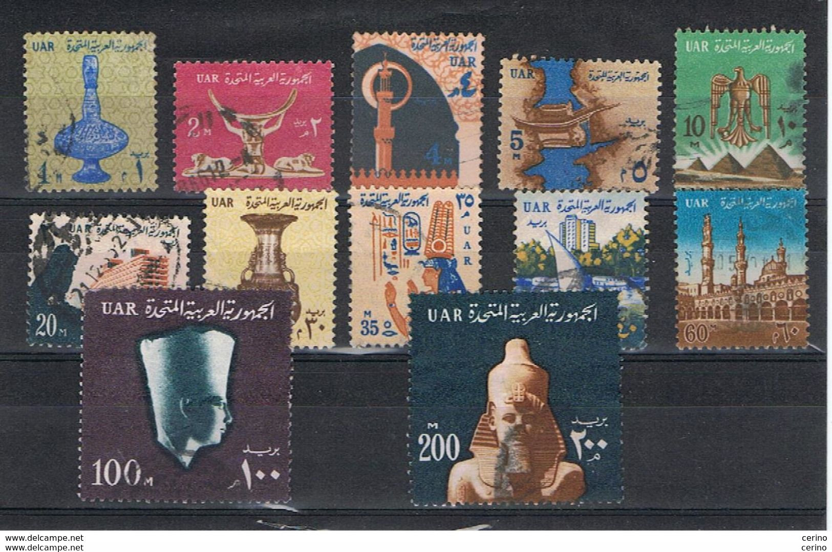 EGYPT:  1964  ORDINARY  SERIES  -   LOT  12  USED  STAMPS  -  YV/TELL. 578//591 - Usados