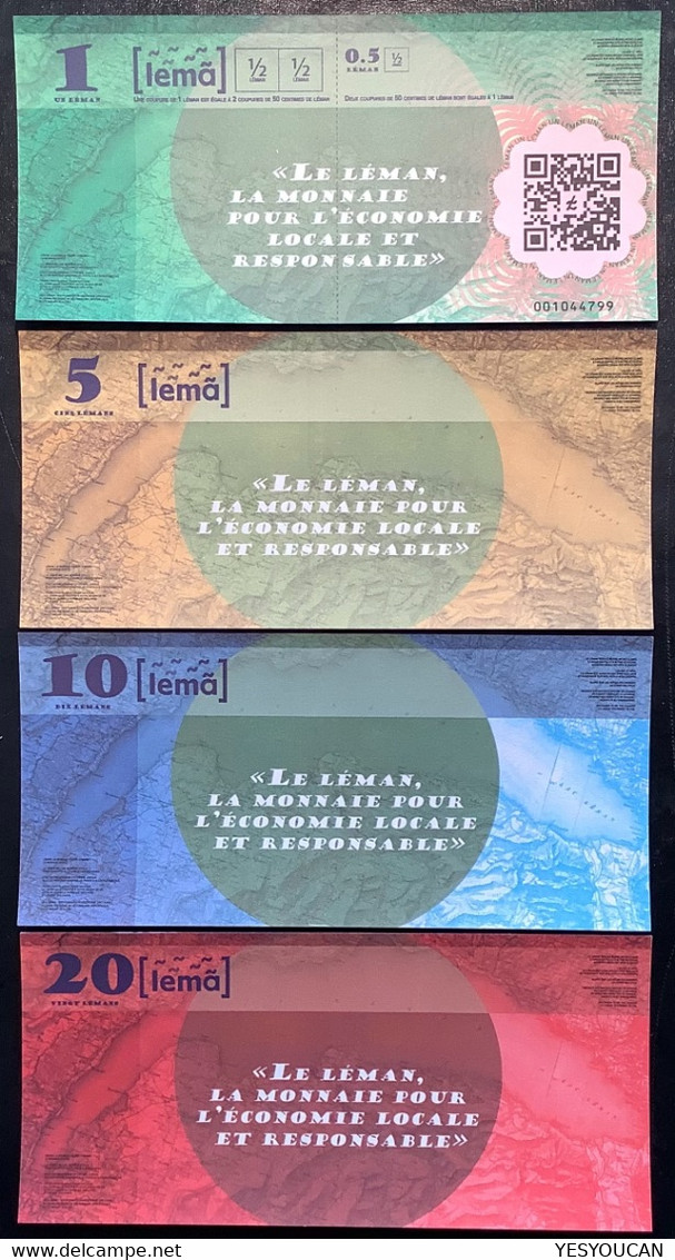„LÉMA“€ Serie 2021 France/Suisse Billet De Banque Monnaie Locale „LE LÉMAN“ (Schweiz Switzerland EURO Local Paper Money - Essais Privés / Non-officiels