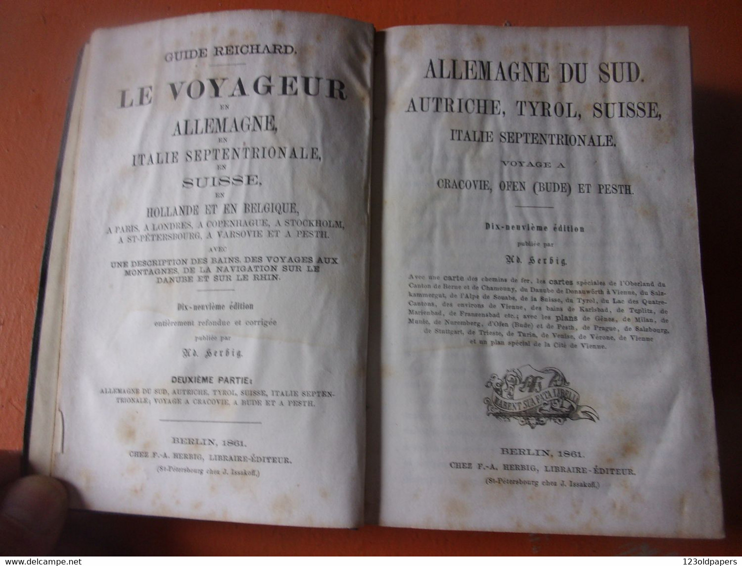 RARE 1861 REICHARD LE VOYAGEUR ALLEMAGNE SUD CRACOVIE POLAND TYROL ITALIE BUDE PESTH SUISSE MAP PLAN ...POLOGNE POLEN - Michelin-Führer