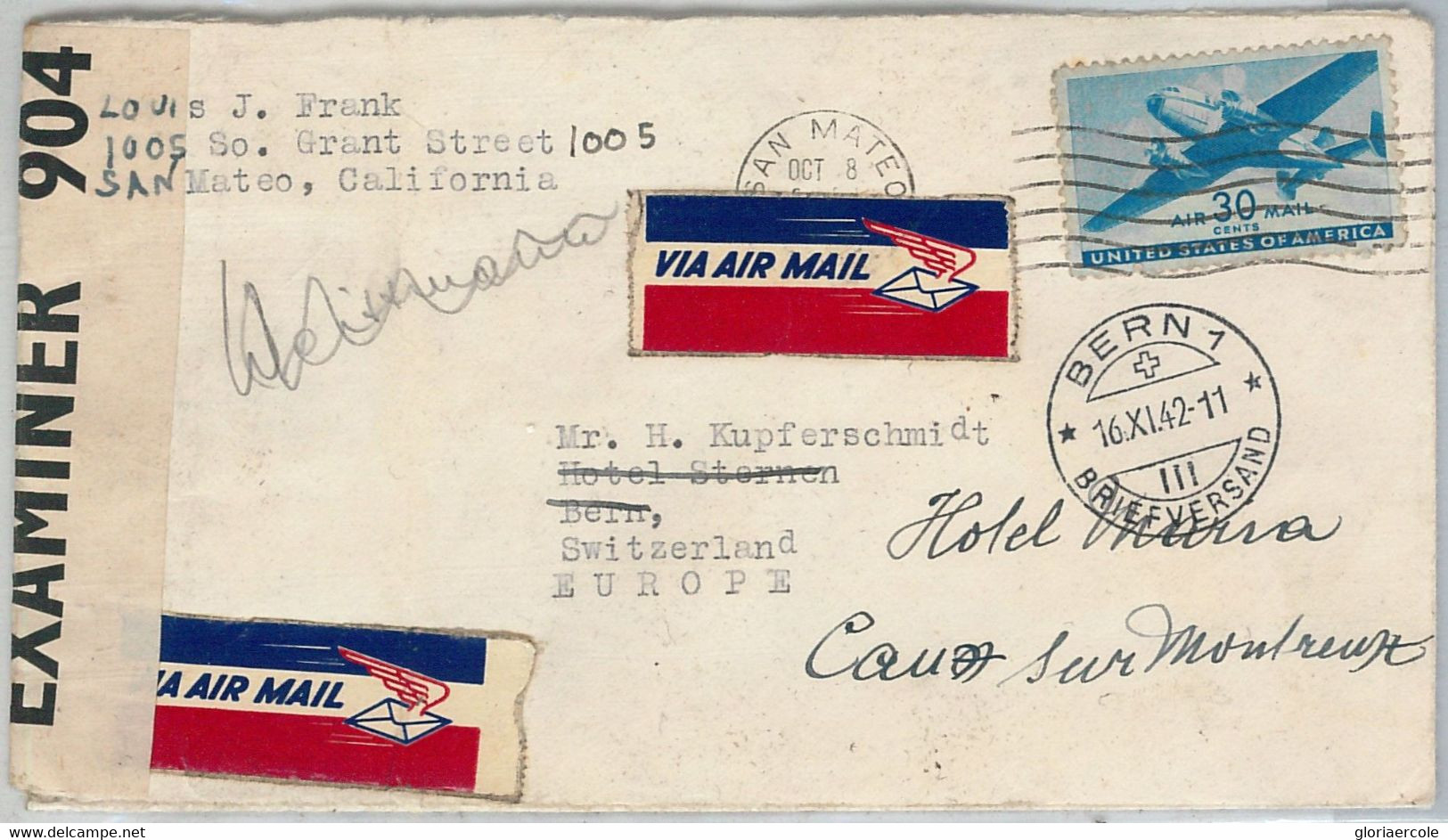 63970 - UNITED STATES - POSTAL HISTORY - CENSORED MAIL To SWITZERLAND 1942 - Andere & Zonder Classificatie