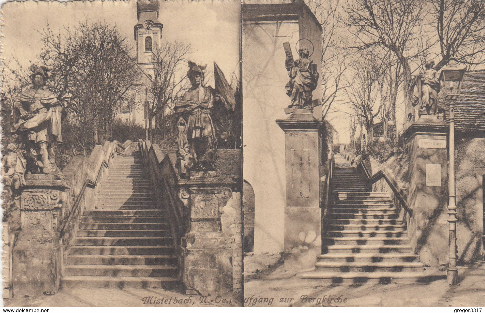 B8950) MISTELBACH - NÖ - Aufgang Zur Bergkirche - ALT ! ZWEIBILD AK - 1915 - Mistelbach