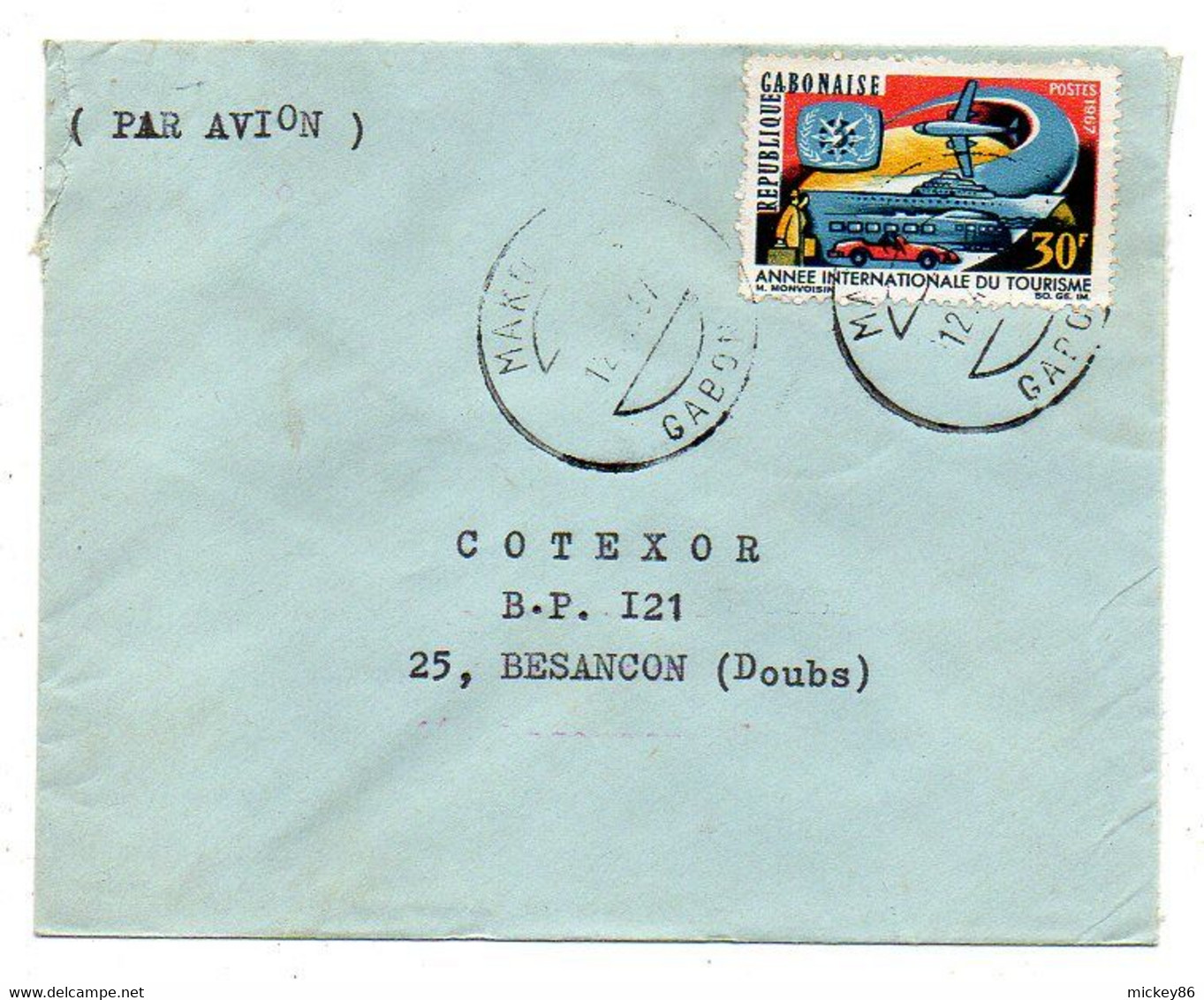 Gabon-1967- MAKOKOU  Pour Besançon-25 (France) -tp Année Du Tourisme Seul Sur Lettre..cachet.....à Saisir - Gabon