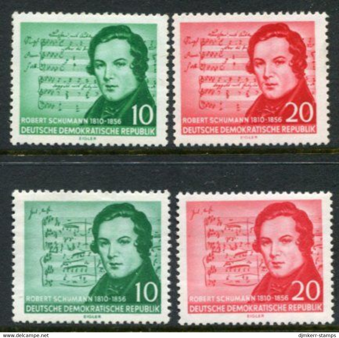 DDR / E. GERMANY 1956 Schumann Centenary Both Issues MNH / **.  Michel  528-29, 541-42 - Nuevos