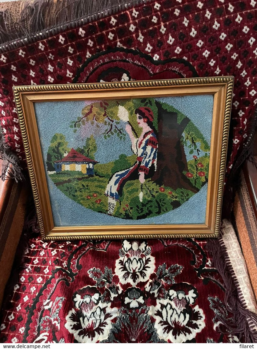 Romania,Goblen,Romanian Folk Art,natives,house Scene - Teppiche & Wandteppiche