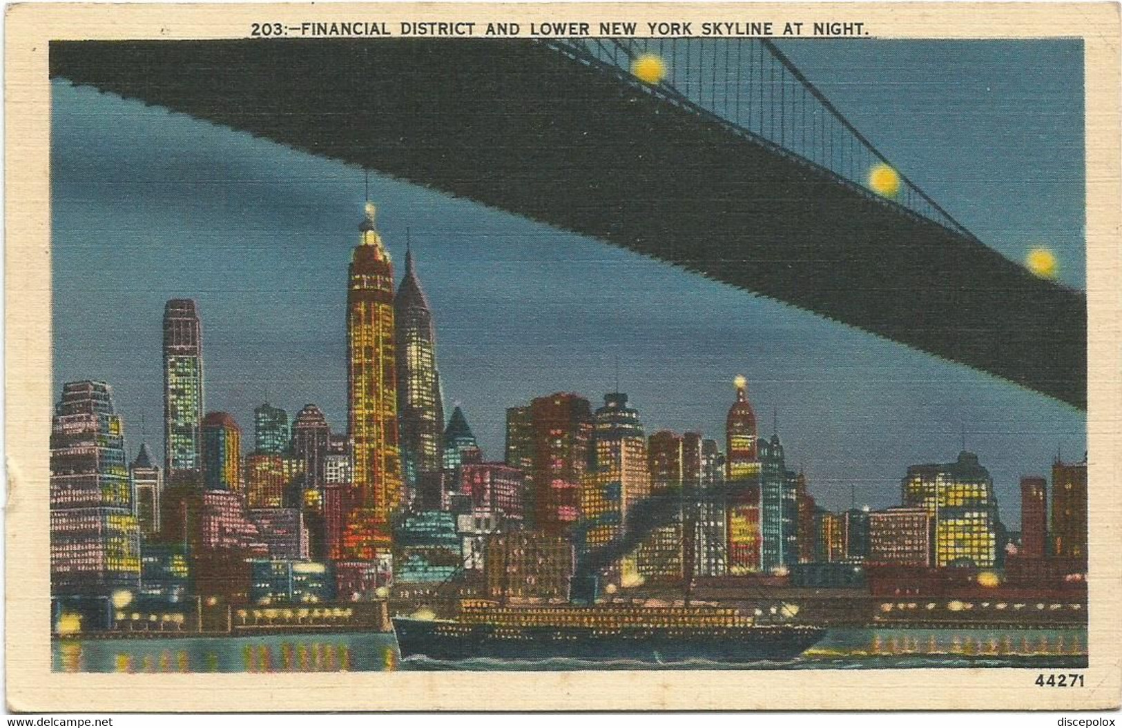 AC3272 New York - Financial District And Lower New York Skyline At Night / Viaggiata 1940 - Panoramic Views