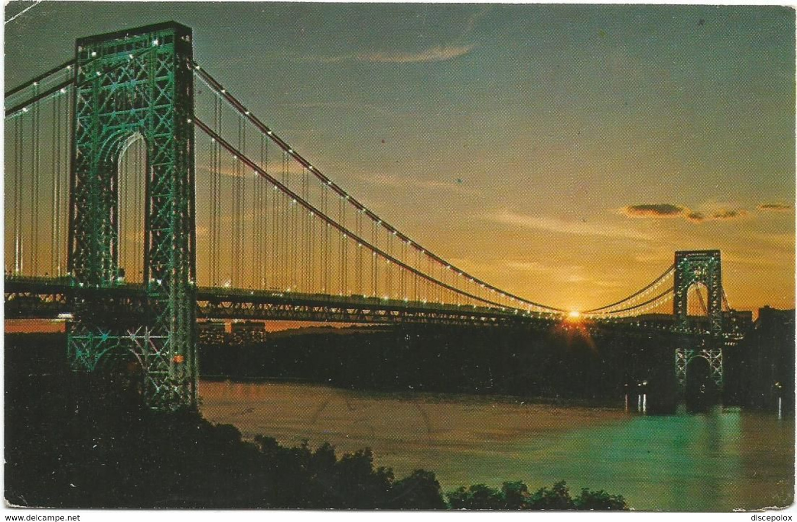 AC3275 New York - George Washington Bridge - Sunset Coucher Tramonto / Viaggiata 1978 - Brücken Und Tunnel