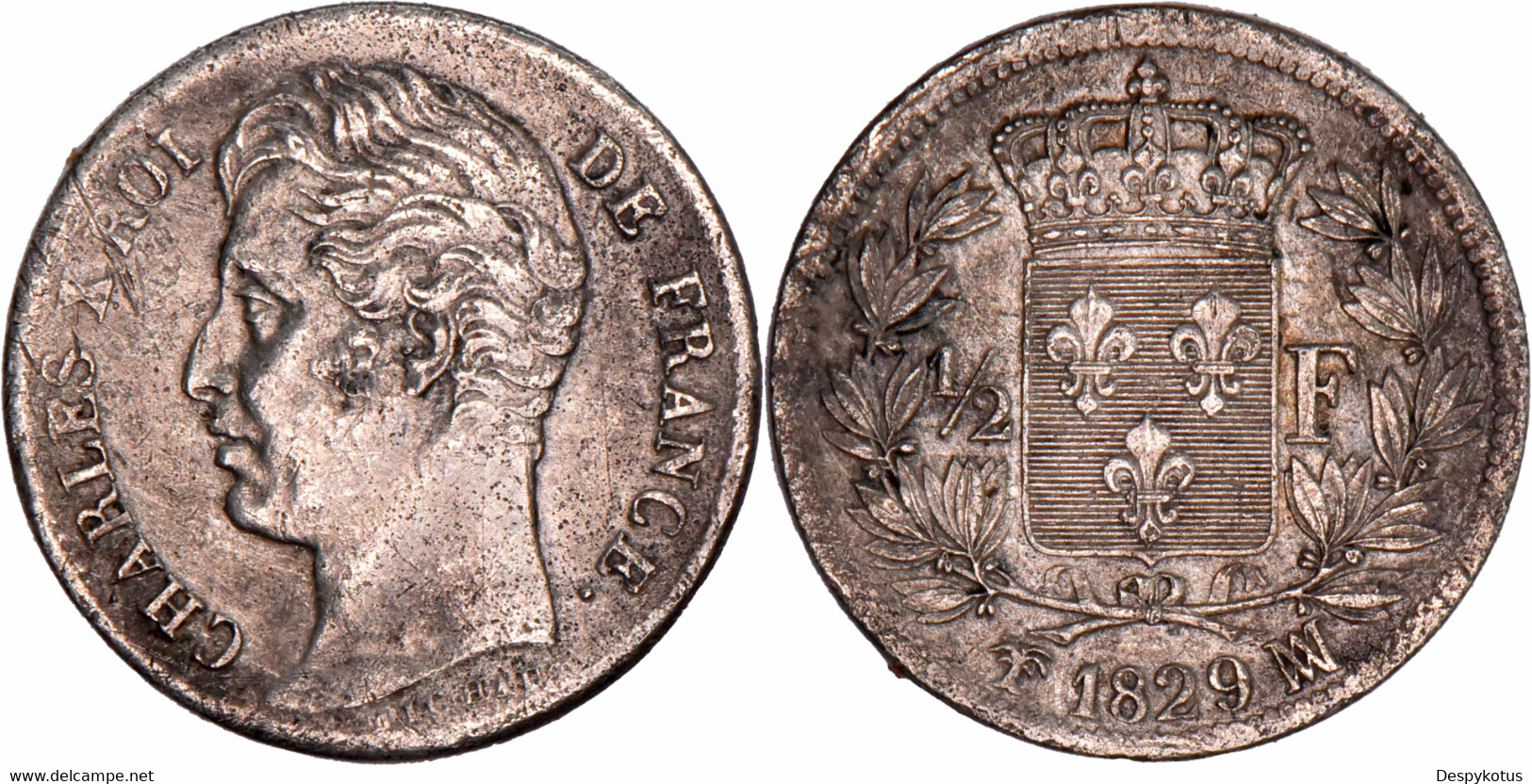 France - 1829 - 1/2 Franc Charles X - Marseille (MA) - QUALITE ET RARE - 32 104 Ex. - 10-016 - 1/2 Franc