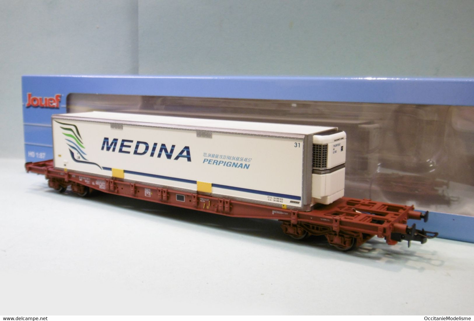 Jouef - Wagon PORTE CONTENEUR MEDINA Sgss SNCF Ep. V Réf. HJ6211 Neuf NBO HO 1/87 - Wagons Marchandises