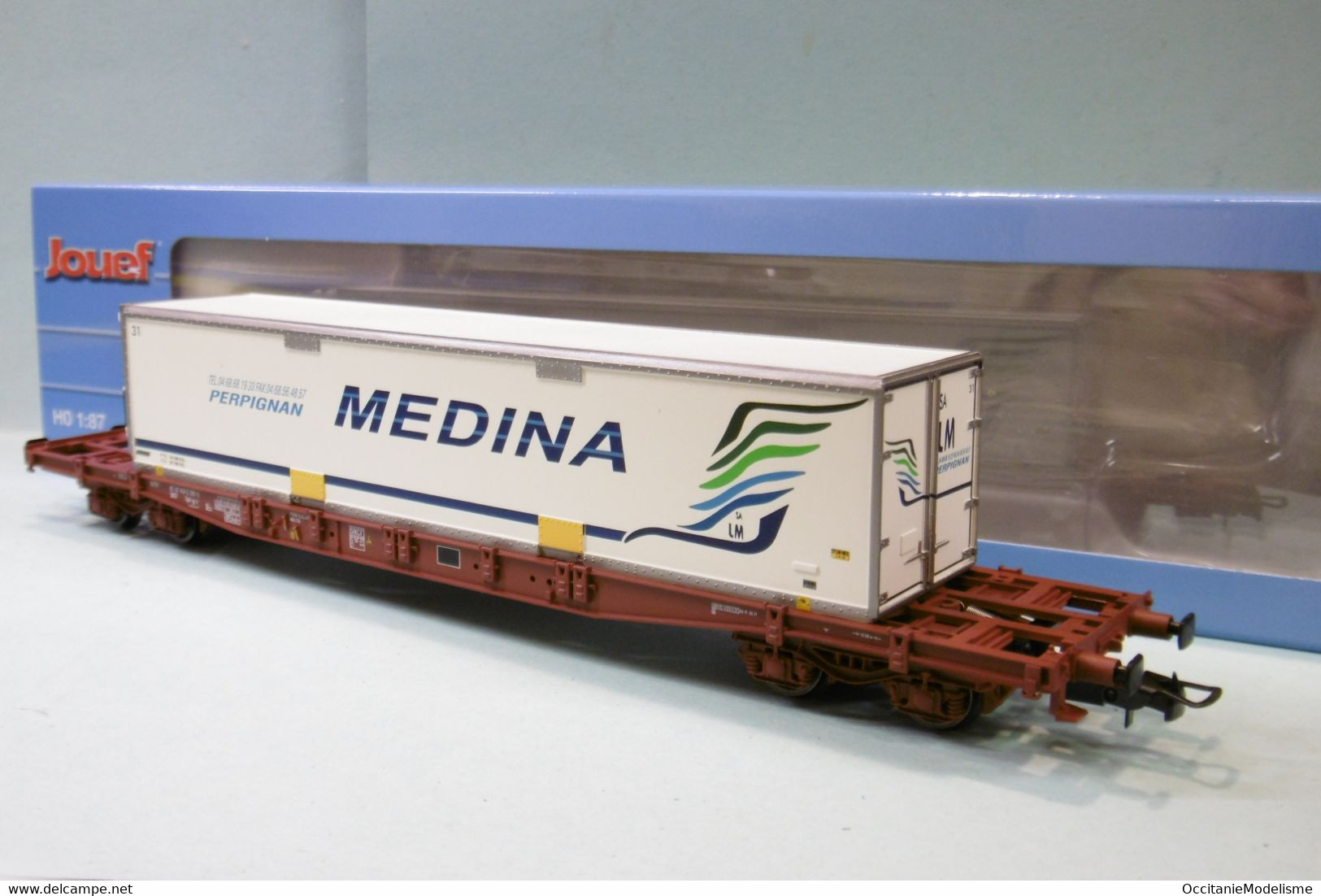 Jouef - Wagon PORTE CONTENEUR MEDINA Sgss SNCF Ep. V Réf. HJ6211 Neuf NBO HO 1/87 - Goods Waggons (wagons)