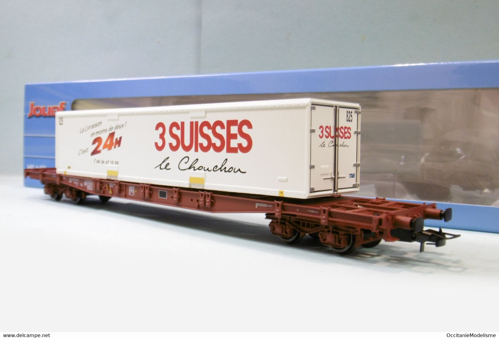 Jouef - Wagon PORTE CONTENEUR 3 SUISSES Sgss SNCF Ep. V Réf. HJ6213 Neuf NBO HO 1/87 - Goods Waggons (wagons)