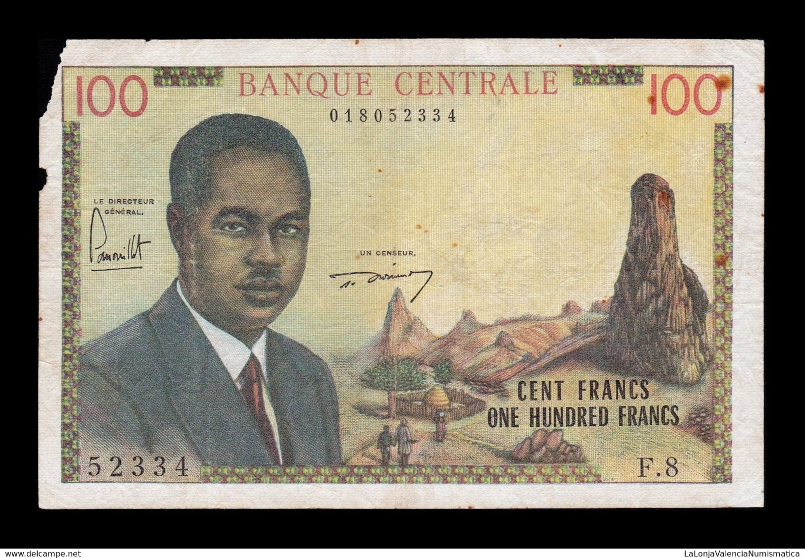 Camerún 100 Francs ND (1962) Pick 10 Serie F.8 BC F - Cameroun