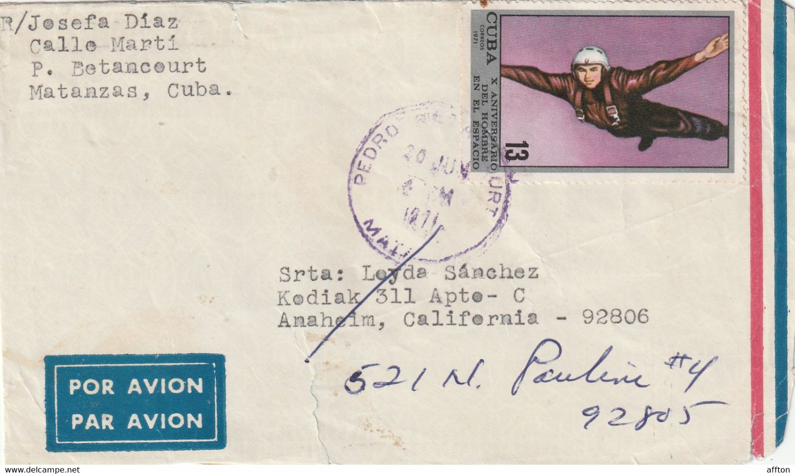 Matanzas Cuba 1971 Cover Mailed - Brieven En Documenten