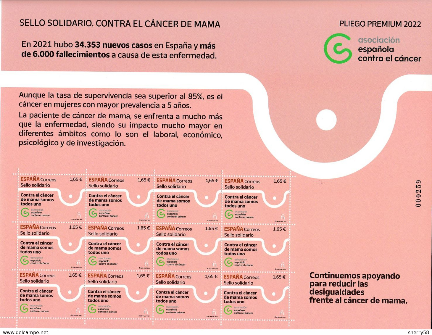 2022-ED. 5614 En PLIEGO PREMIUM - Sello Solidario. Contra El Cáncer De Mama - NUEVO - Fogli Completi