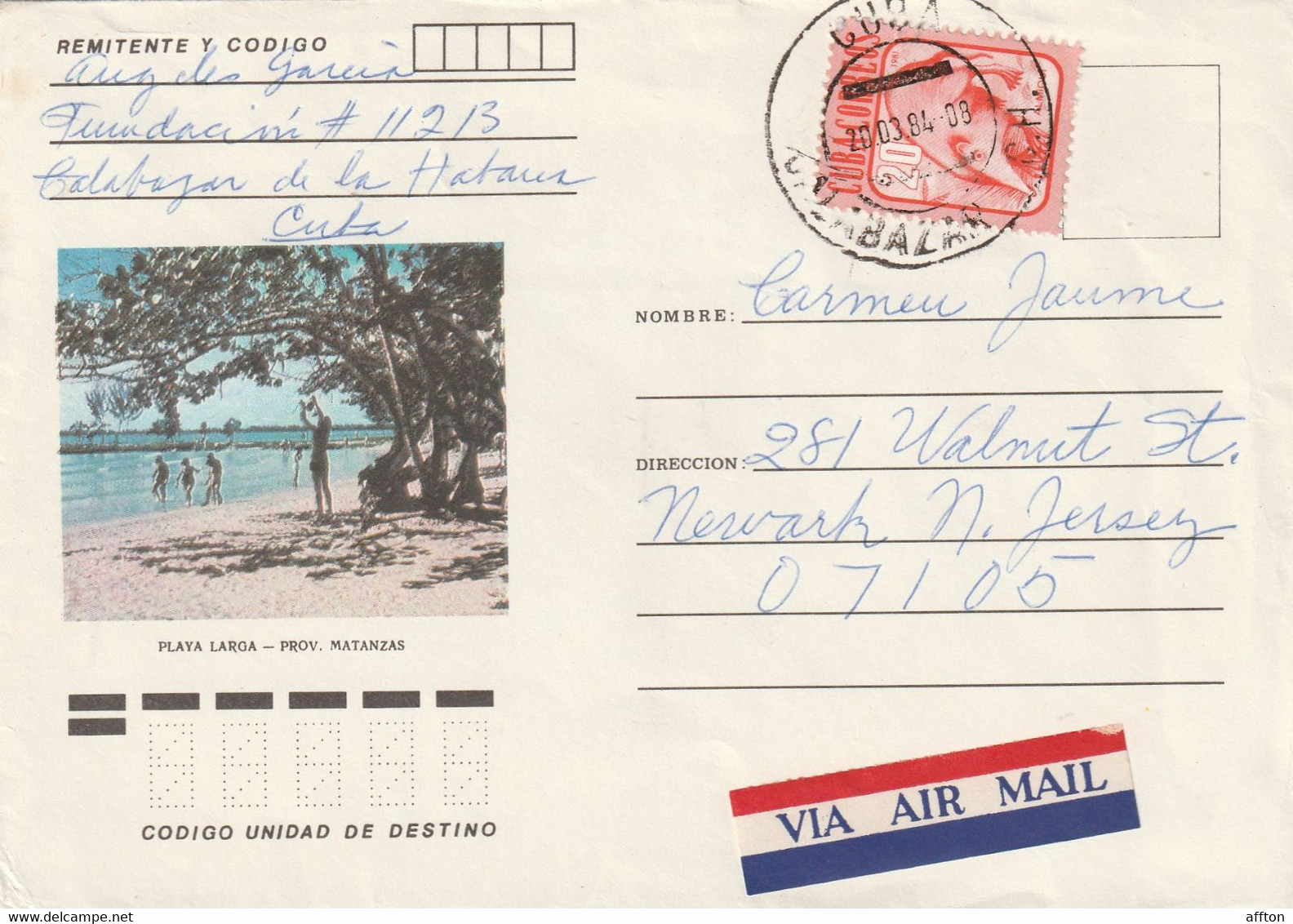 Cuba 1984 Cover Mailed - Brieven En Documenten
