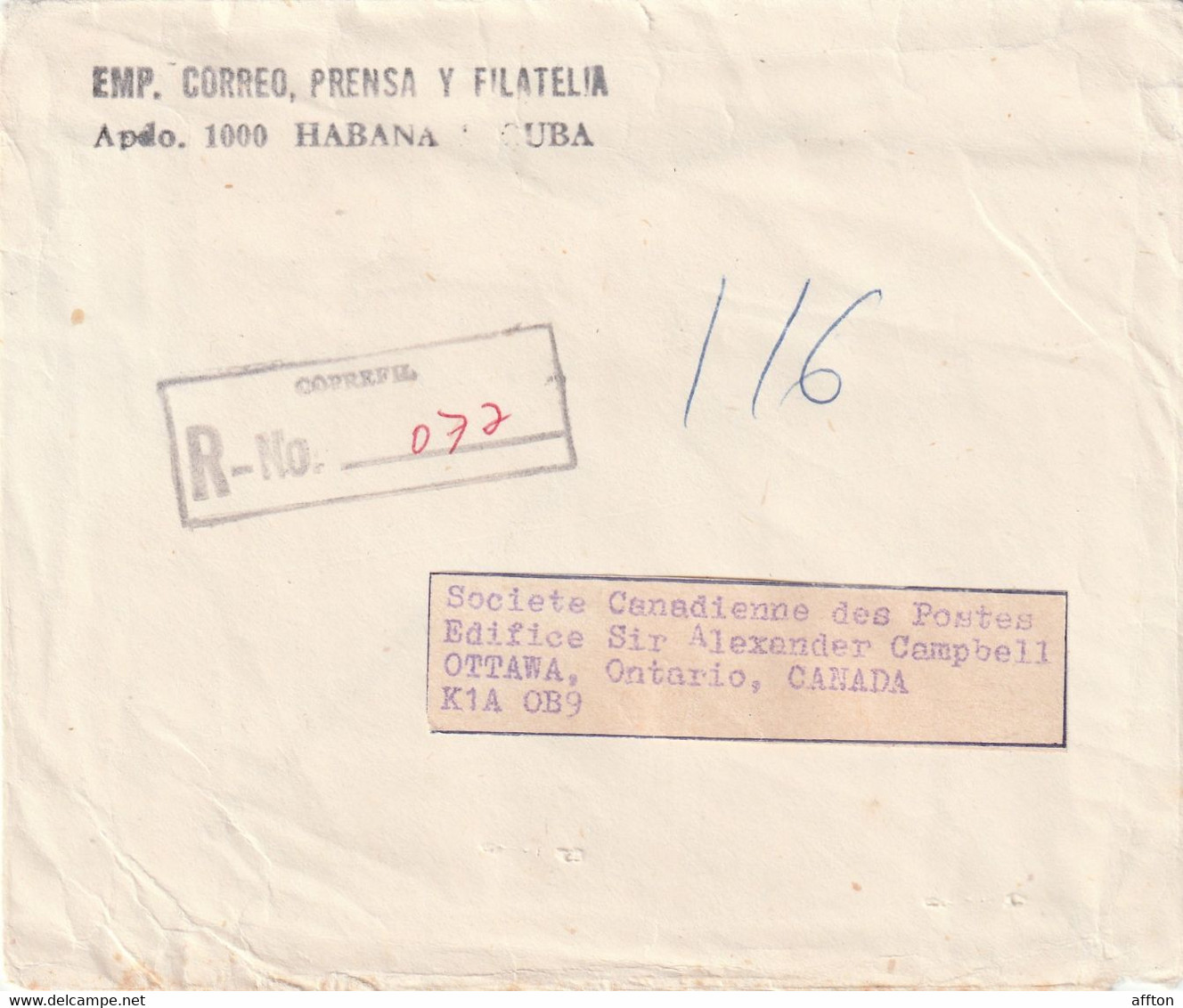 Cuba 1986 Registered Cover Mailed - Brieven En Documenten