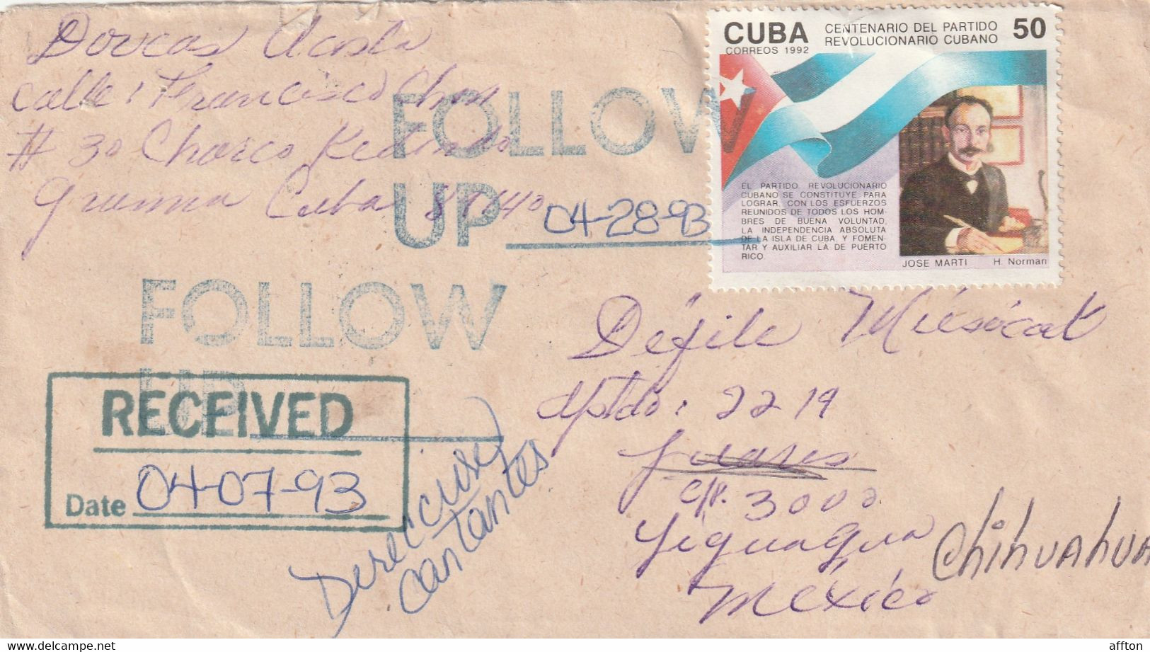 Cuba 1993 Registered Cover Mailed - Briefe U. Dokumente
