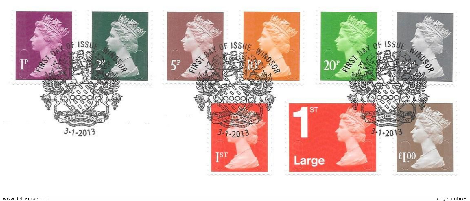 GB - 2013 New Definitive Values (9)    FDC Or  USED  "ON PIECE" - SEE NOTES  And Scans - 2011-2020 Decimale Uitgaven