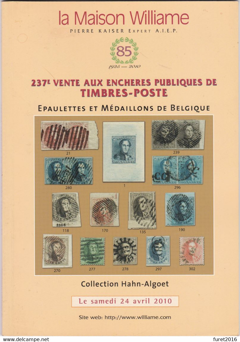 237 Eme Vente WILLIAME COLLECTION HAHN ALGOET Epaulettes Et Médaillons - Catalogues For Auction Houses