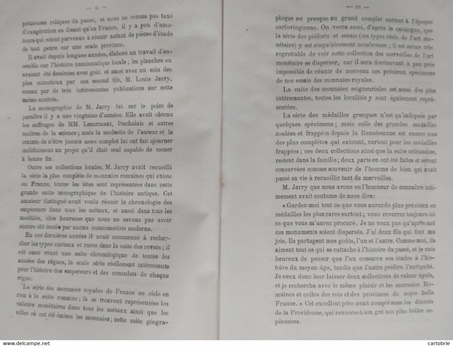 Catalogue vente aux enchères (1878) MONNAIES ROYALES et Seigneuriales de France (Collection M. J.-B.-A. JARRY d'Orléans)