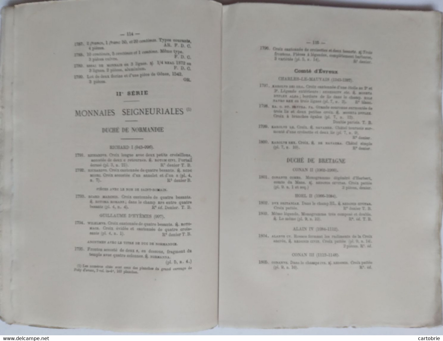 Catalogue vente aux enchères (1878) MONNAIES ROYALES et Seigneuriales de France (Collection M. J.-B.-A. JARRY d'Orléans)