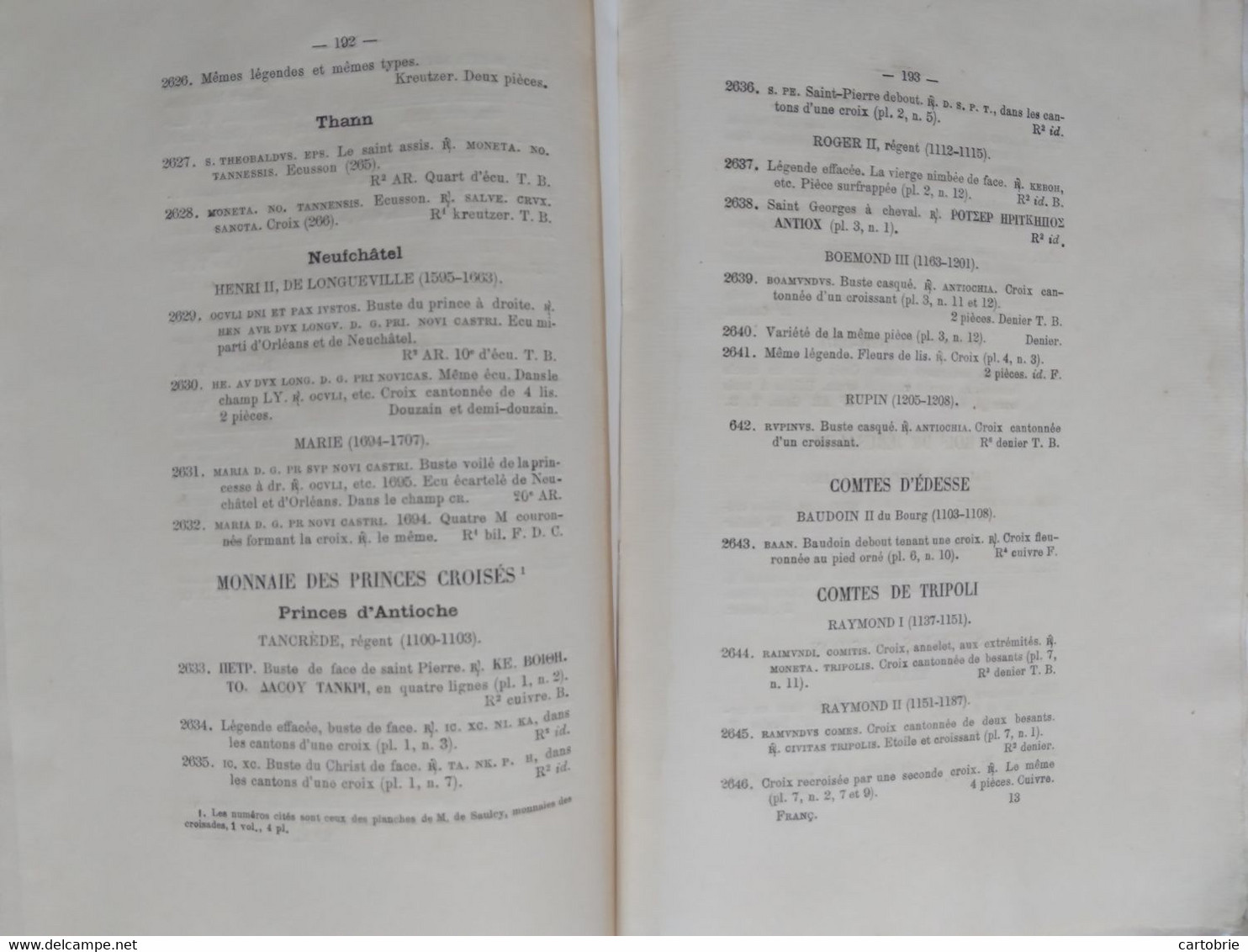 Catalogue vente aux enchères (1878) MONNAIES ROYALES et Seigneuriales de France (Collection M. J.-B.-A. JARRY d'Orléans)