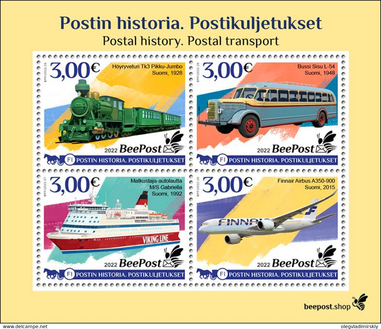 Finland 2022 Postal History BeePost Block Of 4 Stamps - Unused Stamps