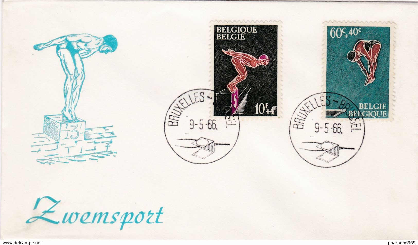 Enveloppe FDC 1372 1373 Sport Natation Zwemsport - 1961-1970