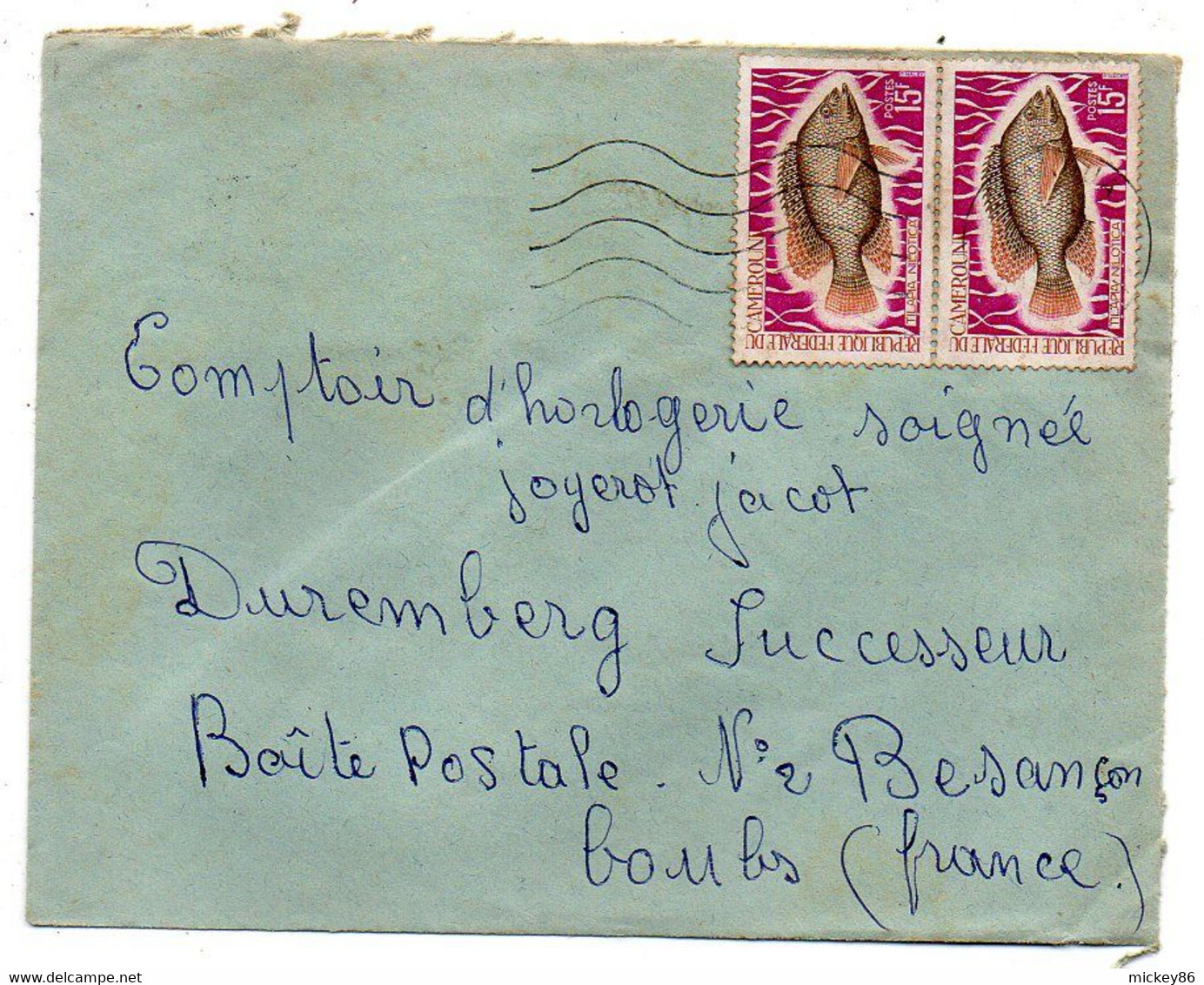 Cameroun-1968 - Lettre  GAROUA    Pour Besançon- 25-  Tps  Poisson  Sur Lettre....cachet - Cameroon (1960-...)