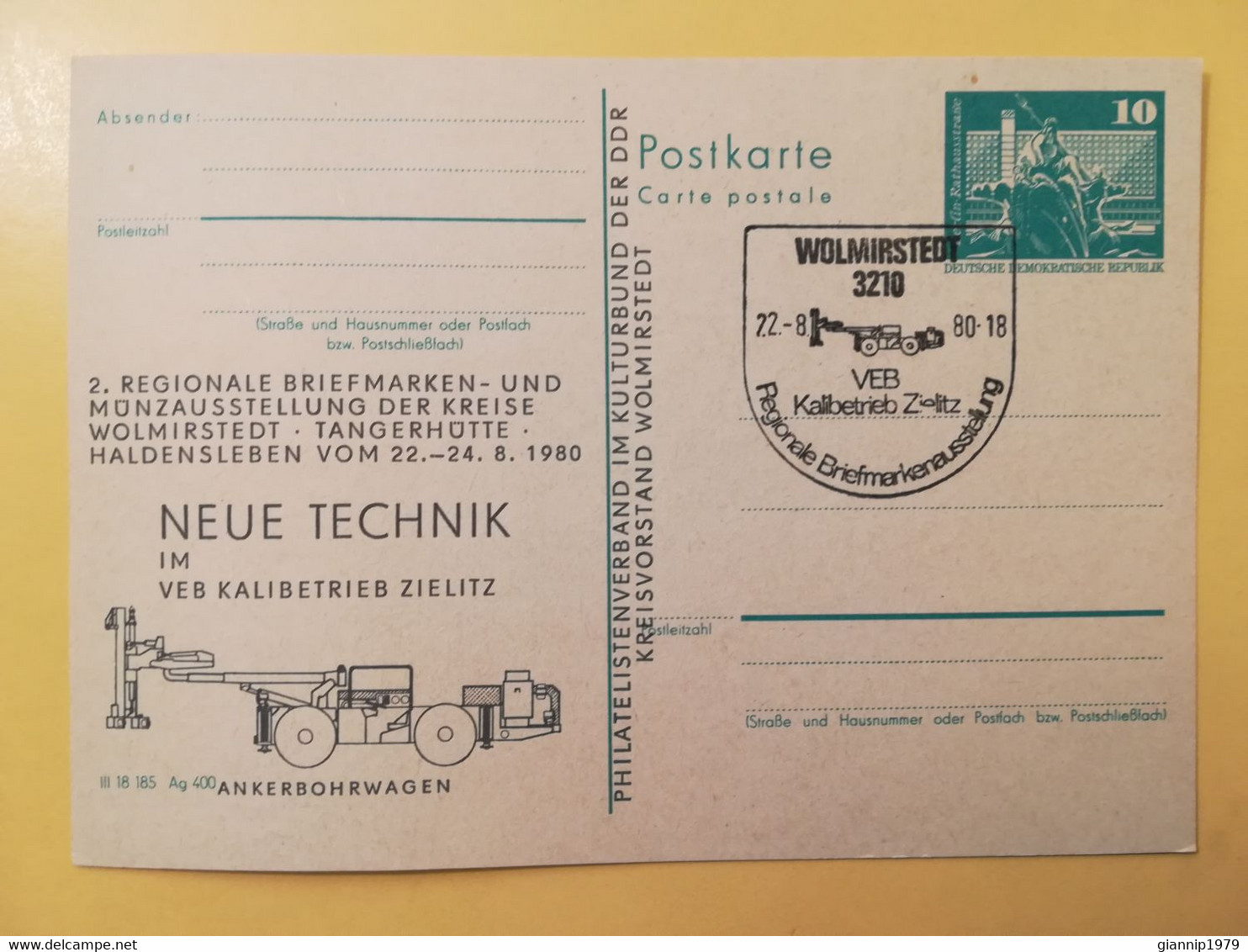 1980 INTERO CARTOLINA POSTALE POSTCARDS FDC GERMANIA DEUTSCHE DDR NEUE TECHNIK OBLITERE' WOLMIRSTEDT - Postcards - Mint