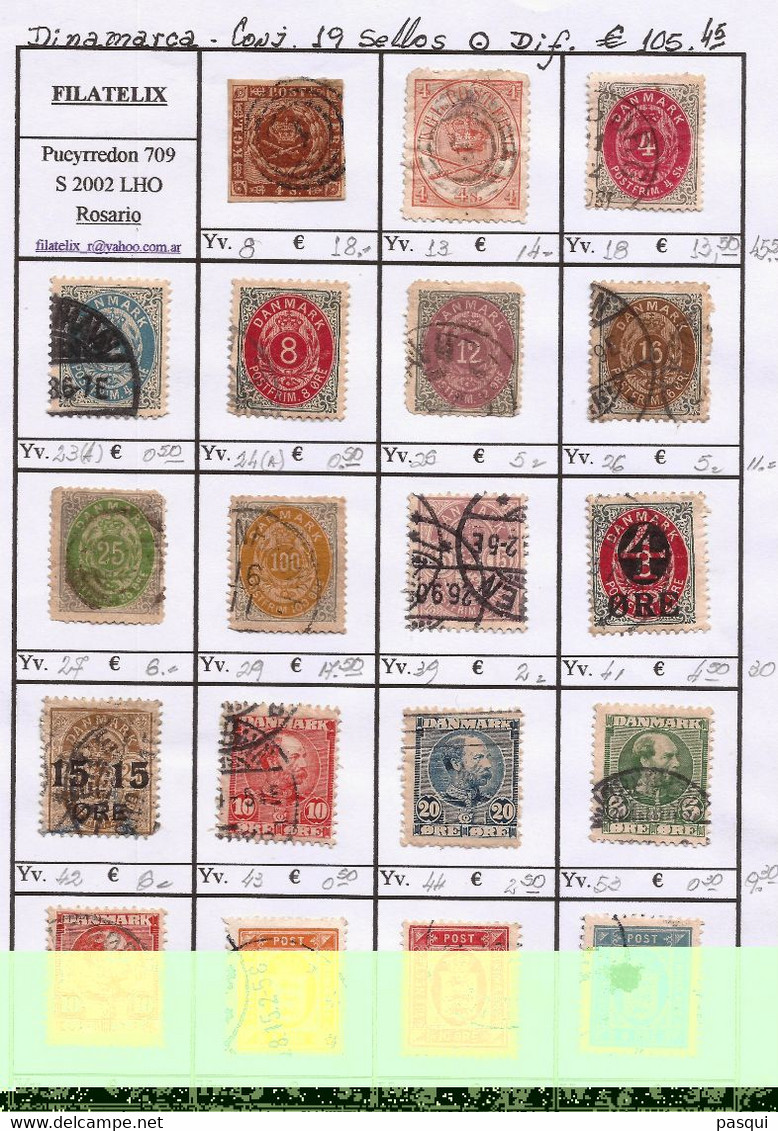 DINAMARCA - Fx. 3495 - Conjunto De 19 Sellos Antiguos - Diferentes - Usados - Sammlungen