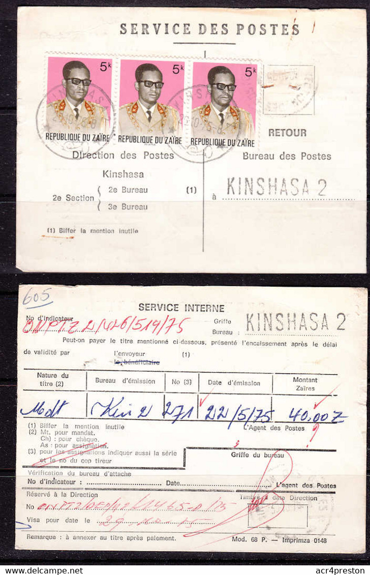 Ca0430 ZAIRE 1975  Mobutu Stamps On Kinshasa 2 Mandat - Storia Postale