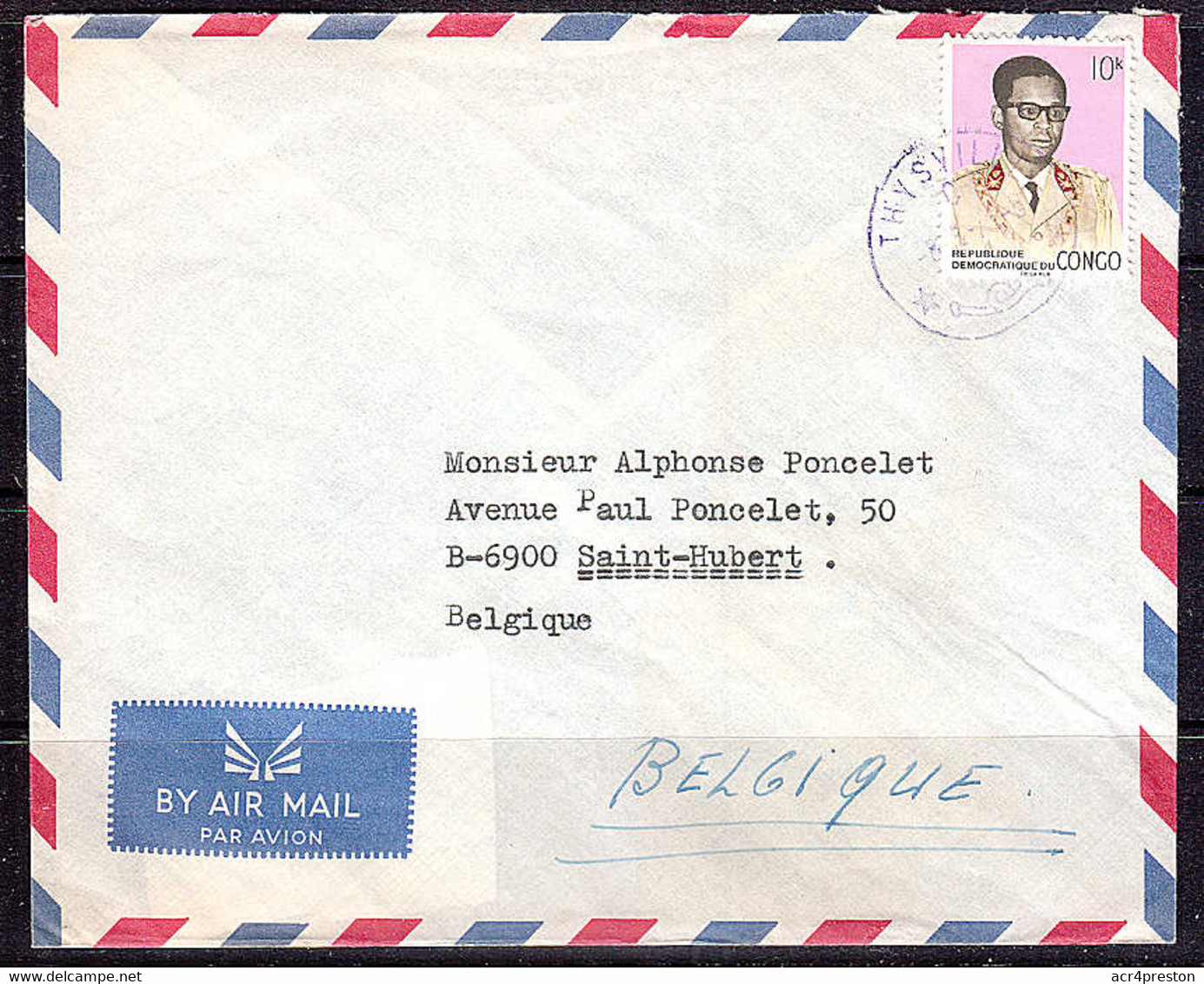 Ca5260 CONGO (Kin) 1971, Mobutu Stamp On Thysville Cover To Belgium - Brieven En Documenten