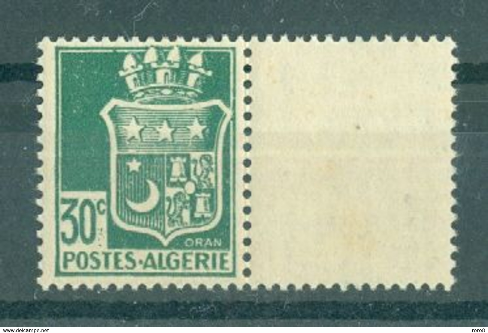 ALGERIE - N°185** MNH LUXE SCAN DU VERSO. Armoiries De Villes.Oran.Sans Signature.Bord De Feuille. - Neufs