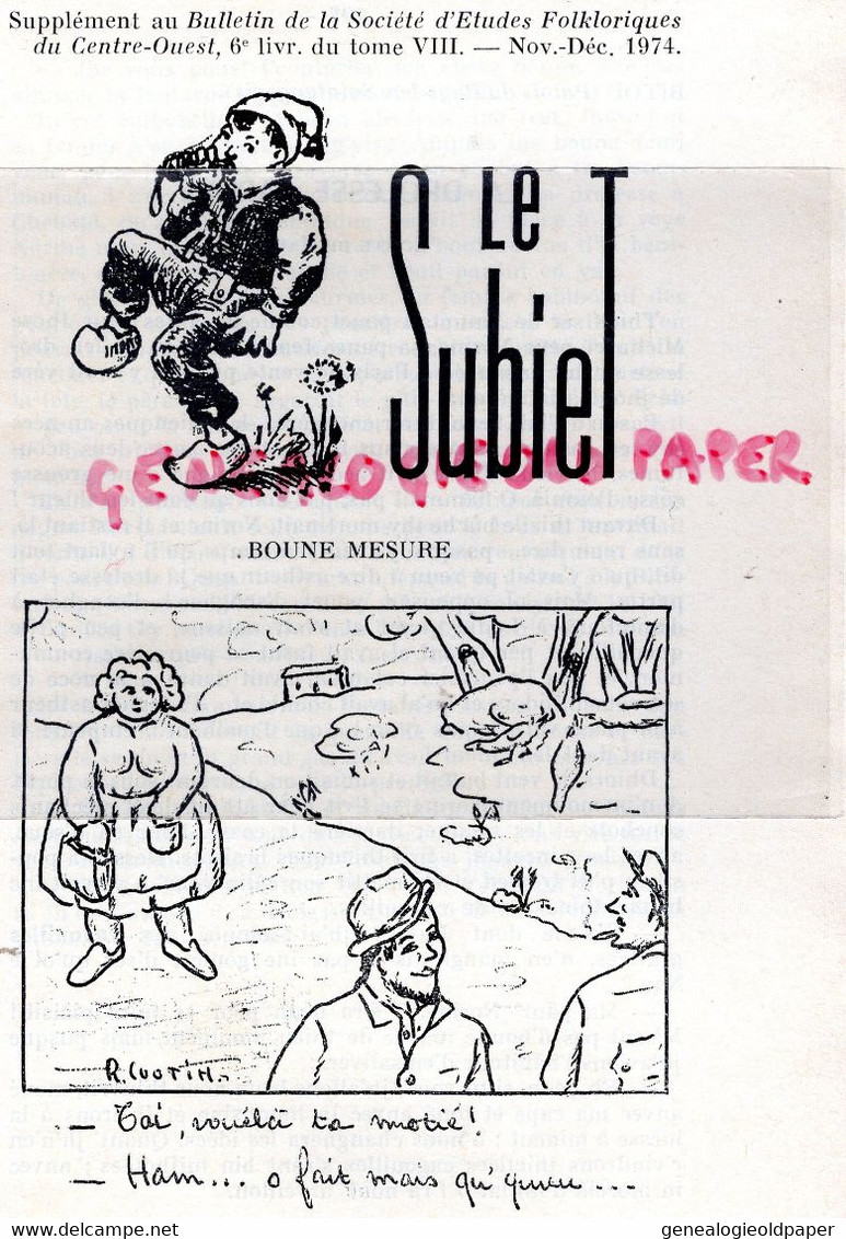 86-85-79-17-16-SOCIETE ETUDES FOLKLORIQUES CENTRE OUEST-NOV-DEC-1974-ANES MIREBALAIS-NOEL-COMTE PARIS- REVUE SUBIET - Poitou-Charentes