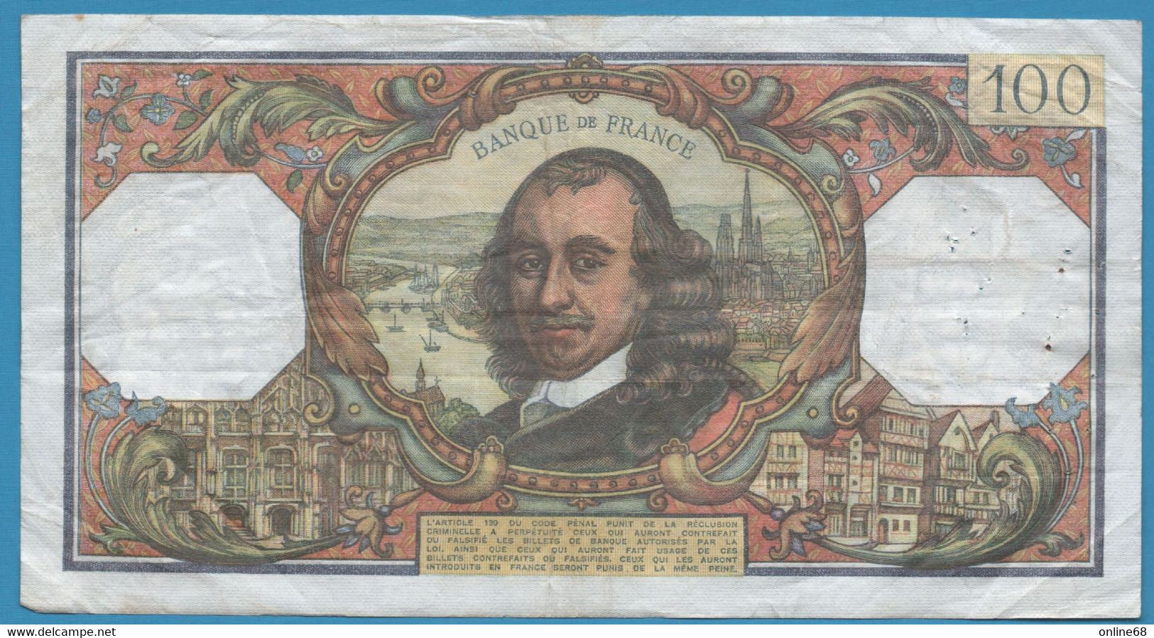 FRANCE 100 FRANCS 2.6.1977 # M.1087 F# 65.58 CORNEILLE - 100 F 1964-1979 ''Corneille''