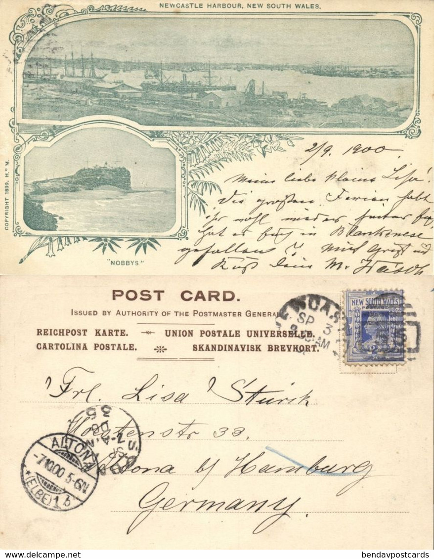 Australia, NSW, NEWCASTLE, Harbour Scene, Lighthouse (1900) Postcard - Newcastle